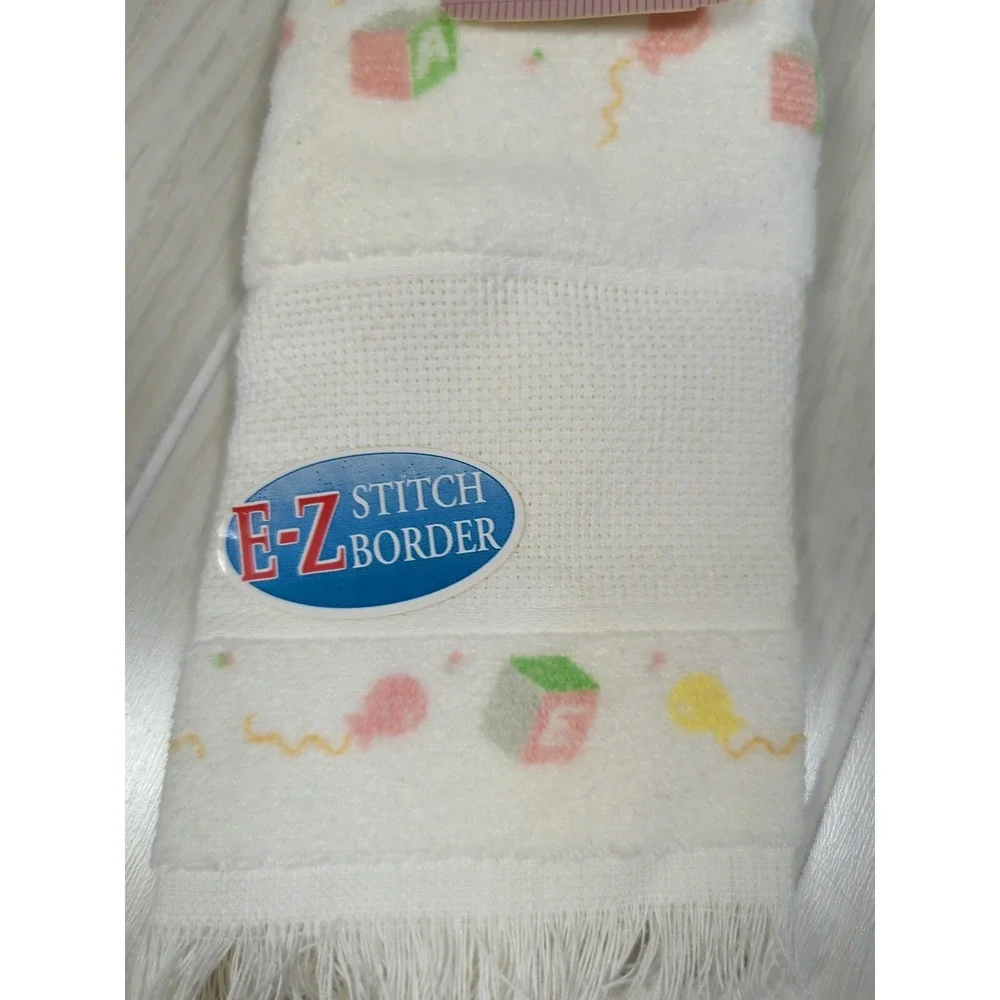 Vintage pullover towel style Baby Bib yellow pink green blocks balloons‎